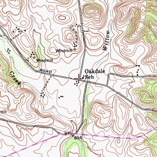 Topographic Map of Oakdale School, CA