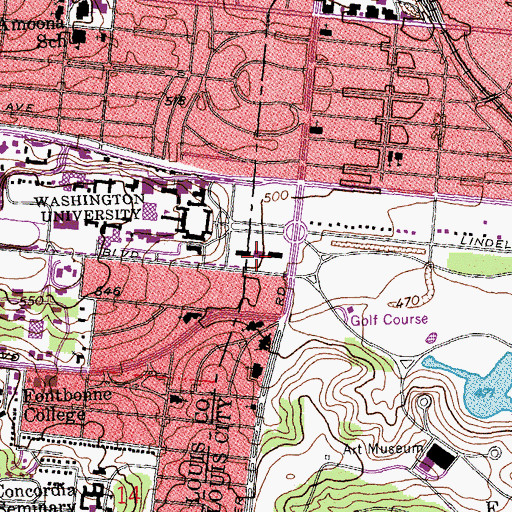 Topographic Map of Steinberg Hall, MO