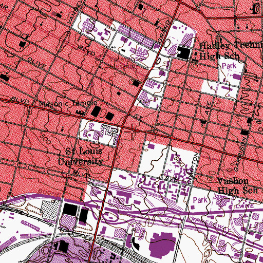 Topographic Map of Tegler Hall, MO