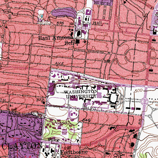 Topographic Map of Throop Parking Facility, MO