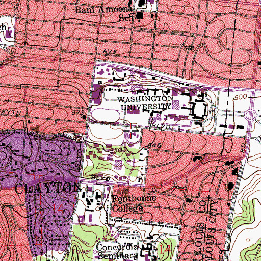 Topographic Map of Tietjens Hall, MO
