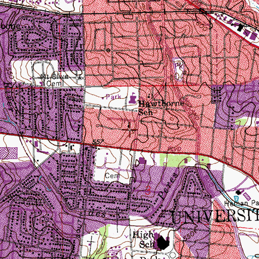 Topographic Map of University City Early Learning Center, MO