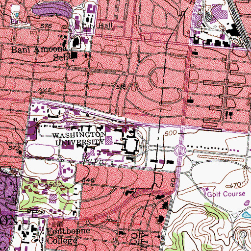 Topographic Map of Urbauer Hall, MO