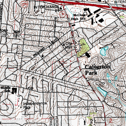 Topographic Map of City of Calverton Park Police Department, MO