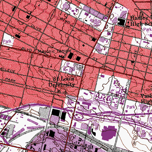 Topographic Map of Walsh Hall, MO