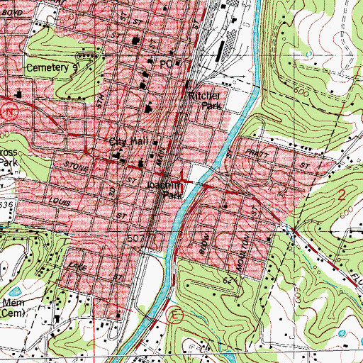 Topographic Map of De Soto Rural Fire Protection District Station 1 Headquarters, MO