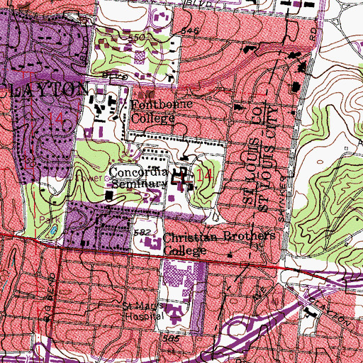 Topographic Map of Wartberg Dining Hall, MO