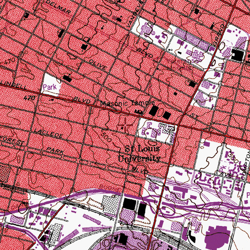 Topographic Map of Xavier Hall, MO