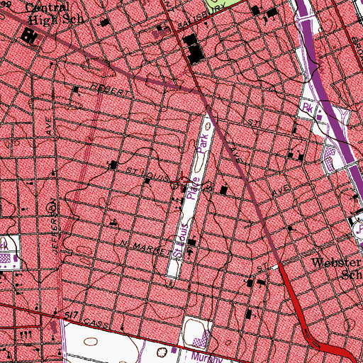 Topographic Map of Abyssinian Baptist Church, MO