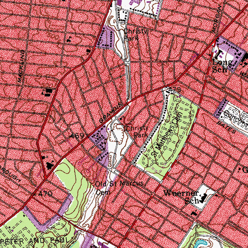 Topographic Map of Affton Grace Bible Church, MO