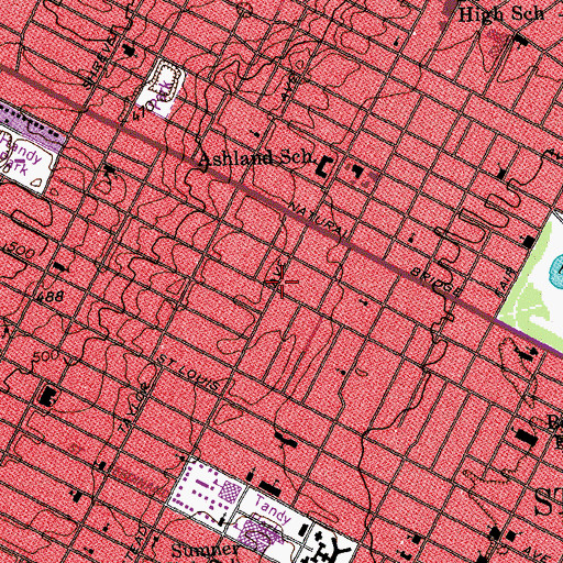 Topographic Map of Afrikan Village Church, MO
