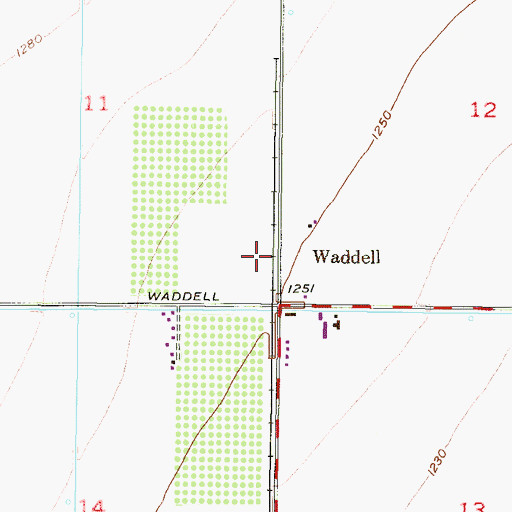 Topographic Map of Waddell, AZ