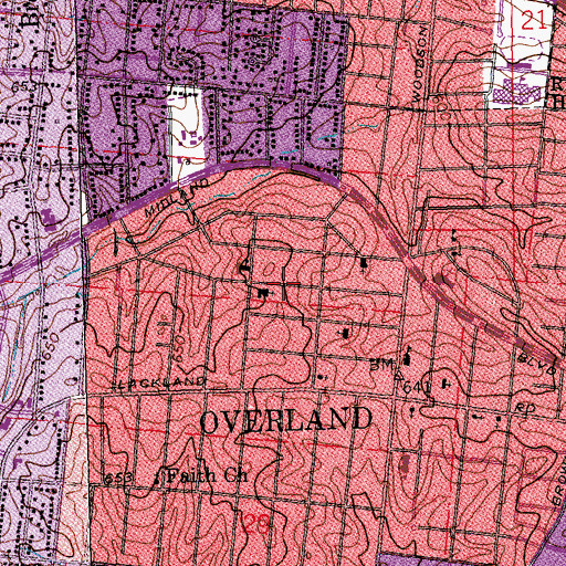 Topographic Map of All Souls Catholic Church, MO