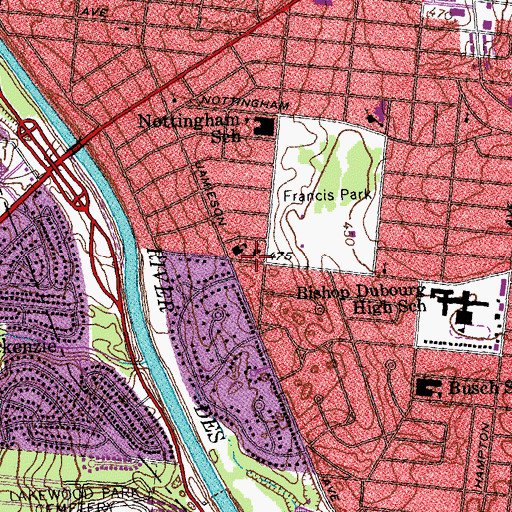 Topographic Map of Ascension Evangelical Church, MO