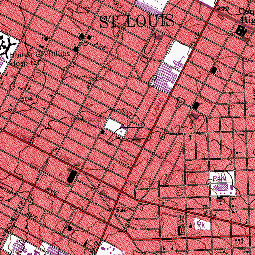 Topographic Map of Azariah Missionary Baptist Church, MO