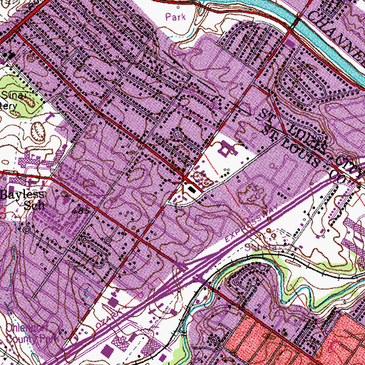 Topographic Map of Bayless Baptist Church, MO