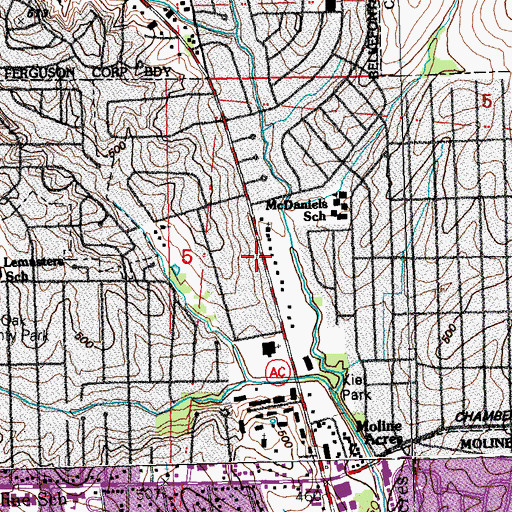 Topographic Map of Believers Chapel Bible Church, MO