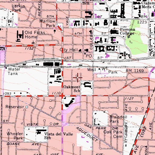 Topographic Map of Oakmont Elementary School, CA