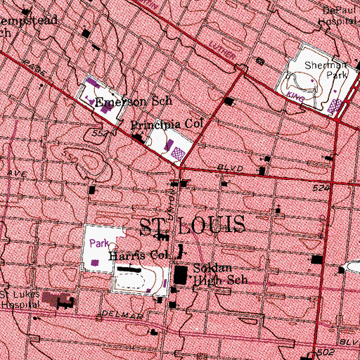 Topographic Map of Berean Seventh Day Adventist Church, MO