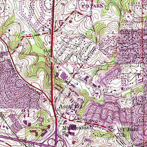 Topographic Map of Bethany Baptist Church, MO