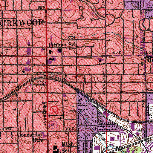 Topographic Map of Bethany Baptist Church of the Deaf, MO
