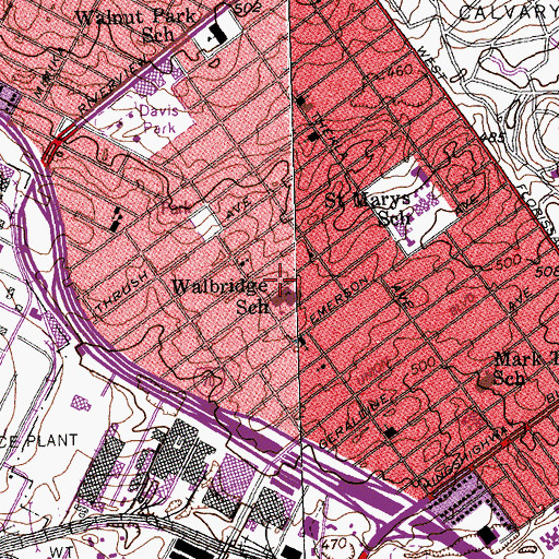 Topographic Map of Bethel Temple Church of Christ Holiness, MO