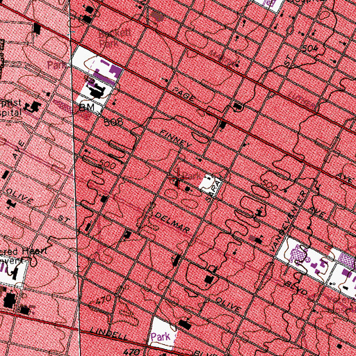 Topographic Map of Bethlehem Baptist Church, MO