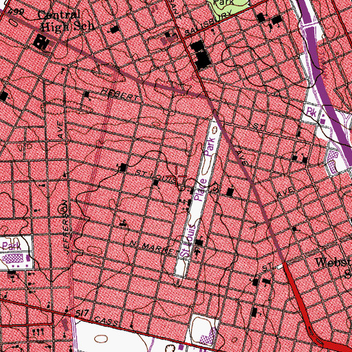 Topographic Map of Bible Way Apostolic Church, MO