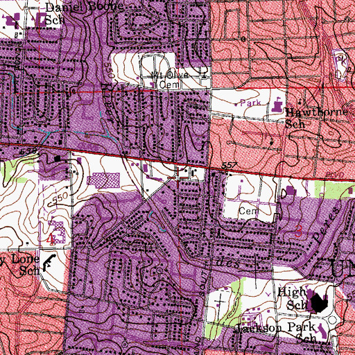 Topographic Map of Bible Way Baptist Church, MO