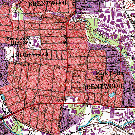 Topographic Map of Brentwood Congregational United Church of Christ, MO
