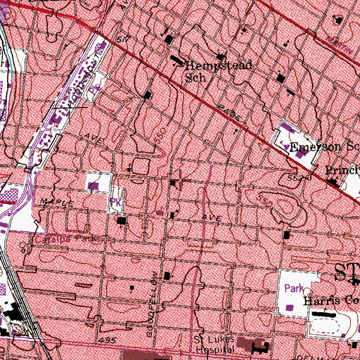 Topographic Map of Cabanne United Methodist Church, MO