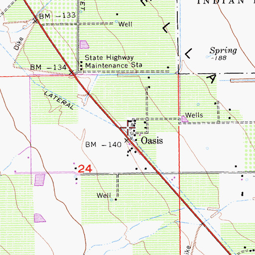 Topographic Map of Oasis, CA