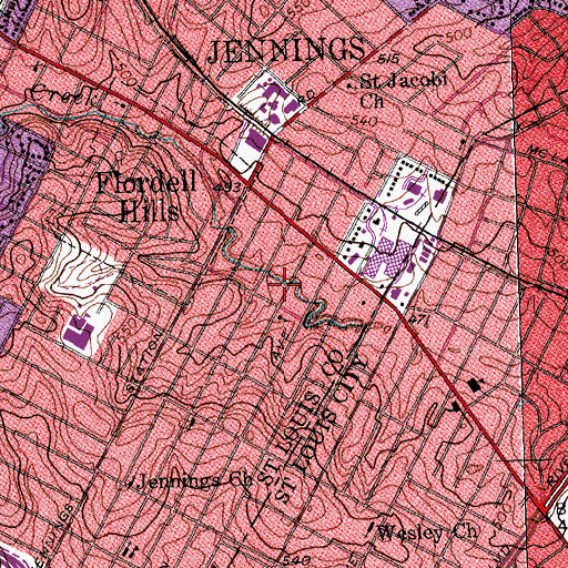Topographic Map of Calvary West Missionary Baptist Church, MO