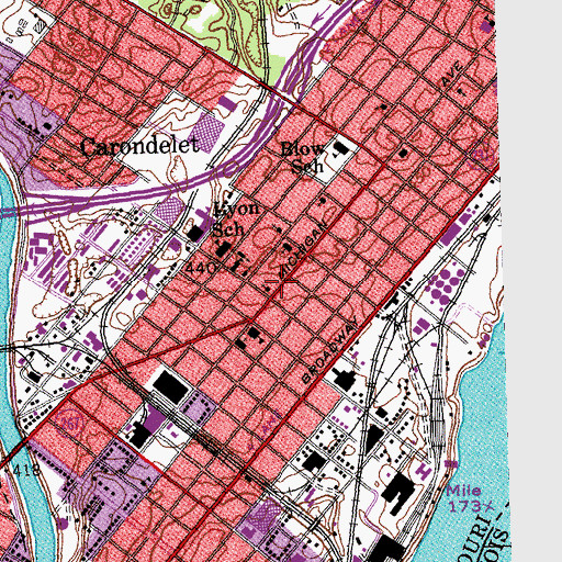 Topographic Map of Carondelet United Church of Christ, MO