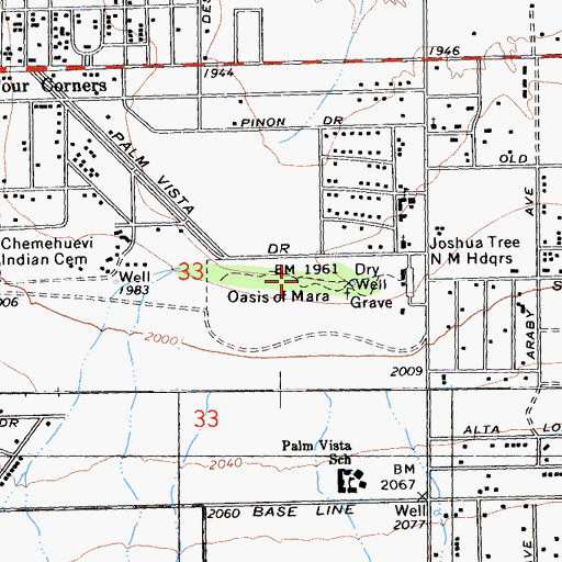 Topographic Map of Oasis of Mara, CA