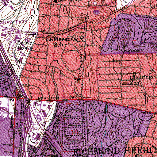 Topographic Map of Central Presbyterian Church, MO
