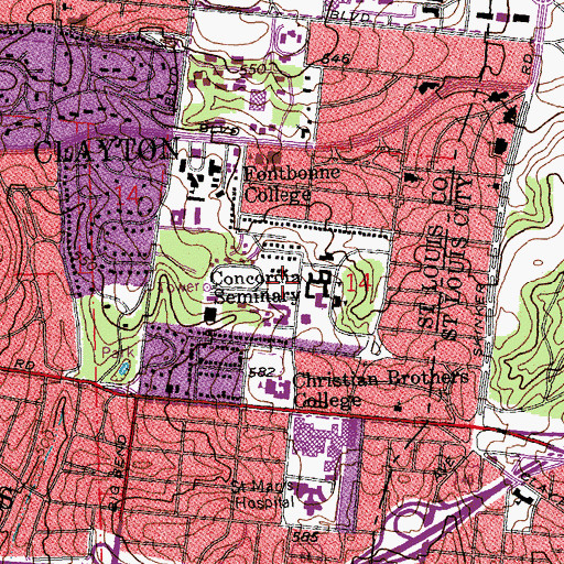 Topographic Map of Chapel of Saint Timothy and Saint Titus, MO