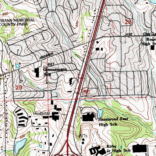Topographic Map of Chapel of the Cross, MO
