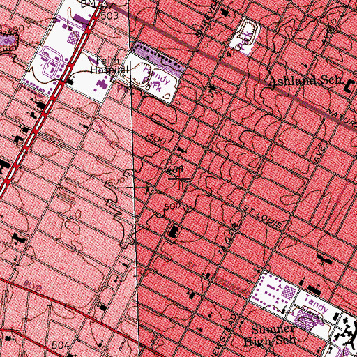 Topographic Map of Cherubim Missionary Baptist Church, MO