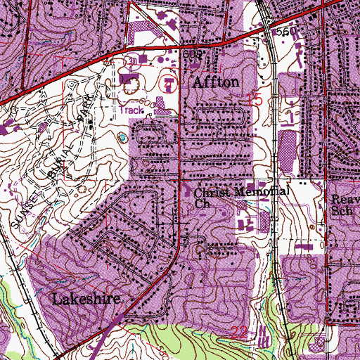 Topographic Map of Christ Memorial Lutheran Church, MO