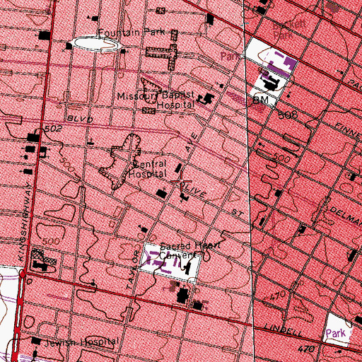 Topographic Map of Christ Temple First Church, MO