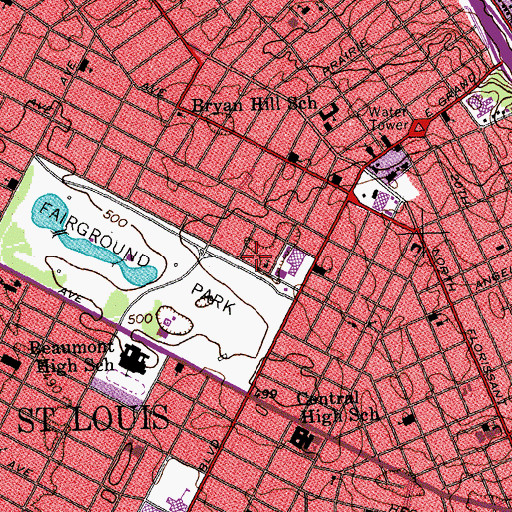 Topographic Map of Christian Fellowship Missionary Baptist Church, MO