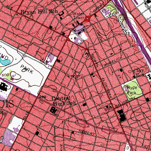 Topographic Map of Christian Love Missionary Baptist Church, MO