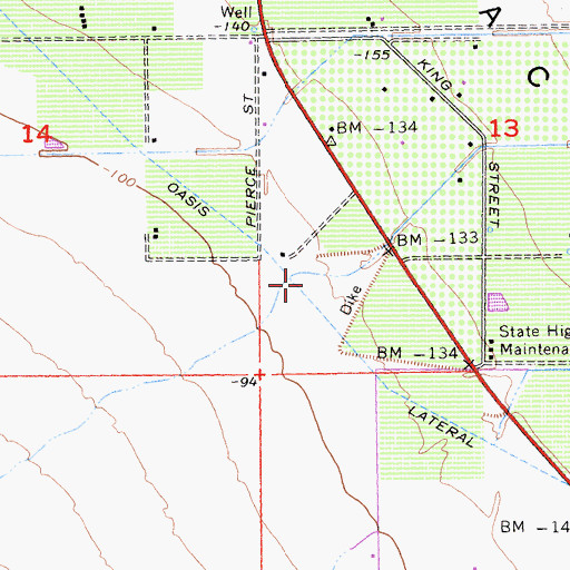 Topographic Map of Oasis Lateral, CA