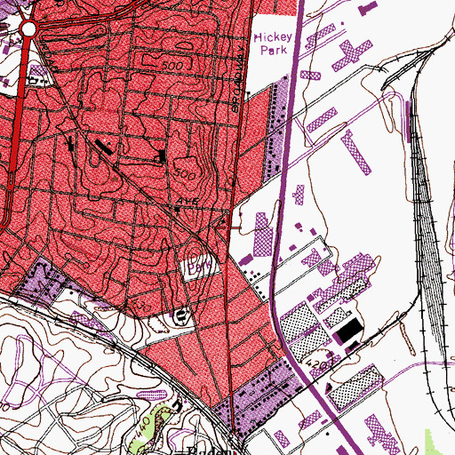 Topographic Map of Church of God at Baden, MO