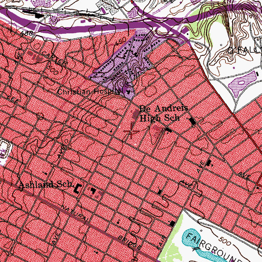 Topographic Map of City of Hope Bible Church, MO