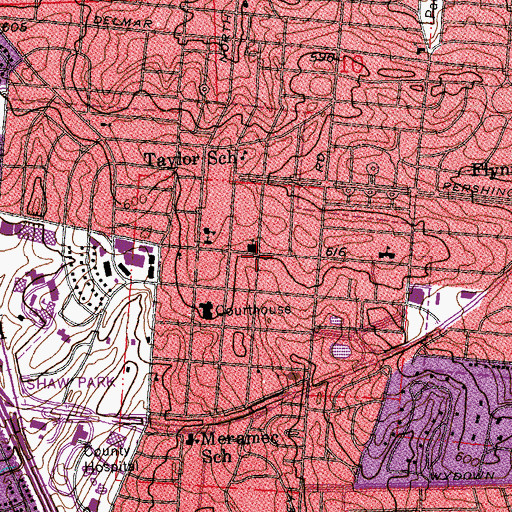 Topographic Map of Clayton United Methodist Church, MO
