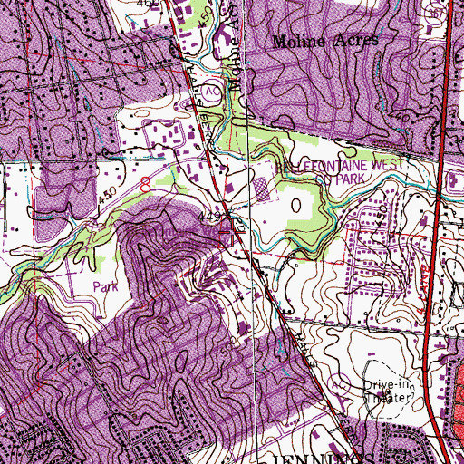 Topographic Map of Coleman Wright Christian Methodist Episcopal Church, MO