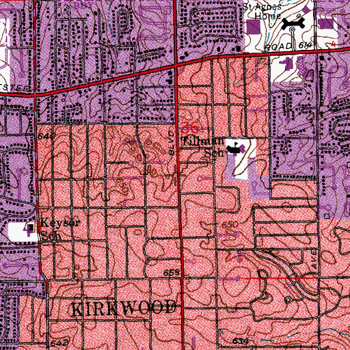 Topographic Map of Community of Christ Church, MO