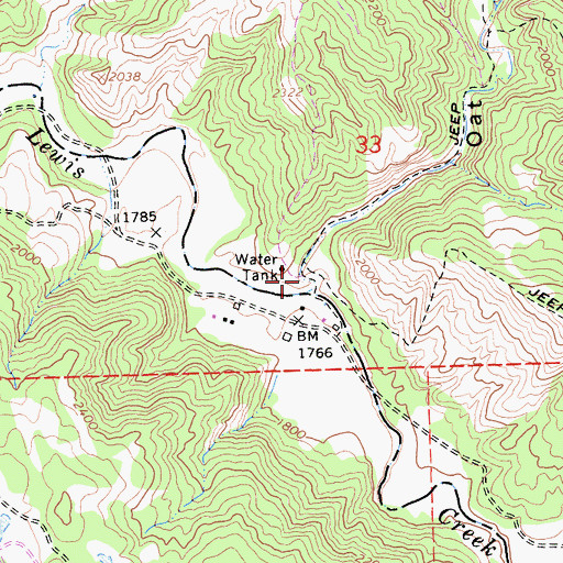 Topographic Map of Oat Canyon, CA